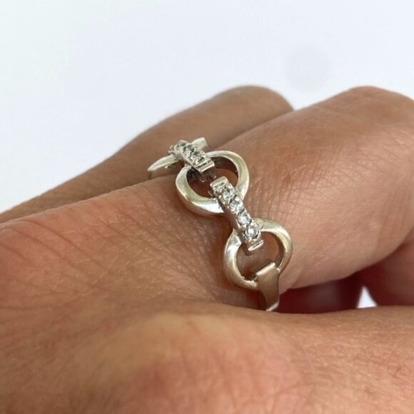 Silver Plated 8MM Cubic Zirconia Circle Bar Band Ring Size 8.75 - Picture 16 of 16